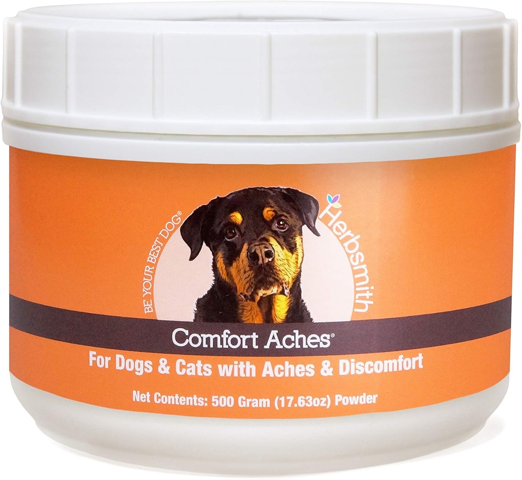 Herbsmith Comfort Aches - Urtemedicin Relief for hunde + katte - For Pet Aches + Pains - Anti- Inflammatorisk supplement - 500g pulver