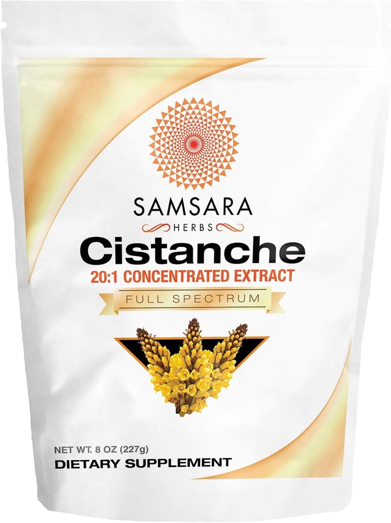 Samsara Herbs Cistanche Extract Powder (8oz) 20: 1 Koncentration - Lavet i USA - 3. part testet - Styrke, Vitality & Mood (Kæmpe 2950mg Servering)