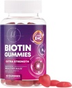 Hår Vitaminer Gummy med Biotin 5000 mcg - Hårvækst Support med Vitaminer E & C for Thicker, Stærkere & Smukke Hår - Hårhud og negle Vitamin til kvinder, Non- GMO, Gluten Free - 60 Gummies