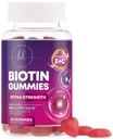 Hår Vitaminer Gummy med Biotin 5000 mcg - Hårvækst Support med Vitaminer E & C for Thicker, Stærkere & Smukke Hår - Hårhud og negle Vitamin til kvinder, Non- GMO, Gluten Free - 60 Gummies