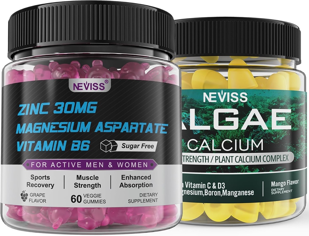 NEVISS Alger Calcium gummier med zink og Magnesium supplement