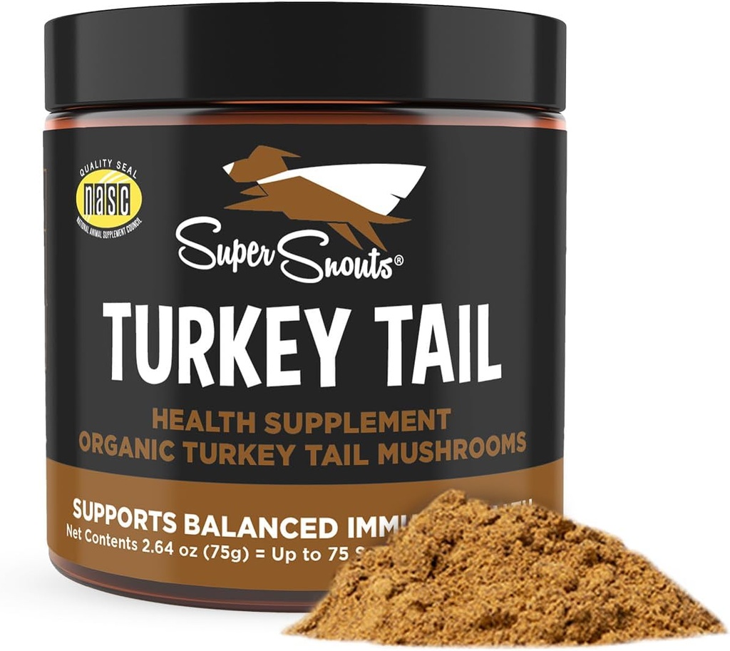 Super Snouts Tyrkiet Tail Mushroom supplement pulver til hunde & katte (2.64 oz) - Økologisk, Lavet i USA Antioxidant & Inflammation Support, immunforsvar