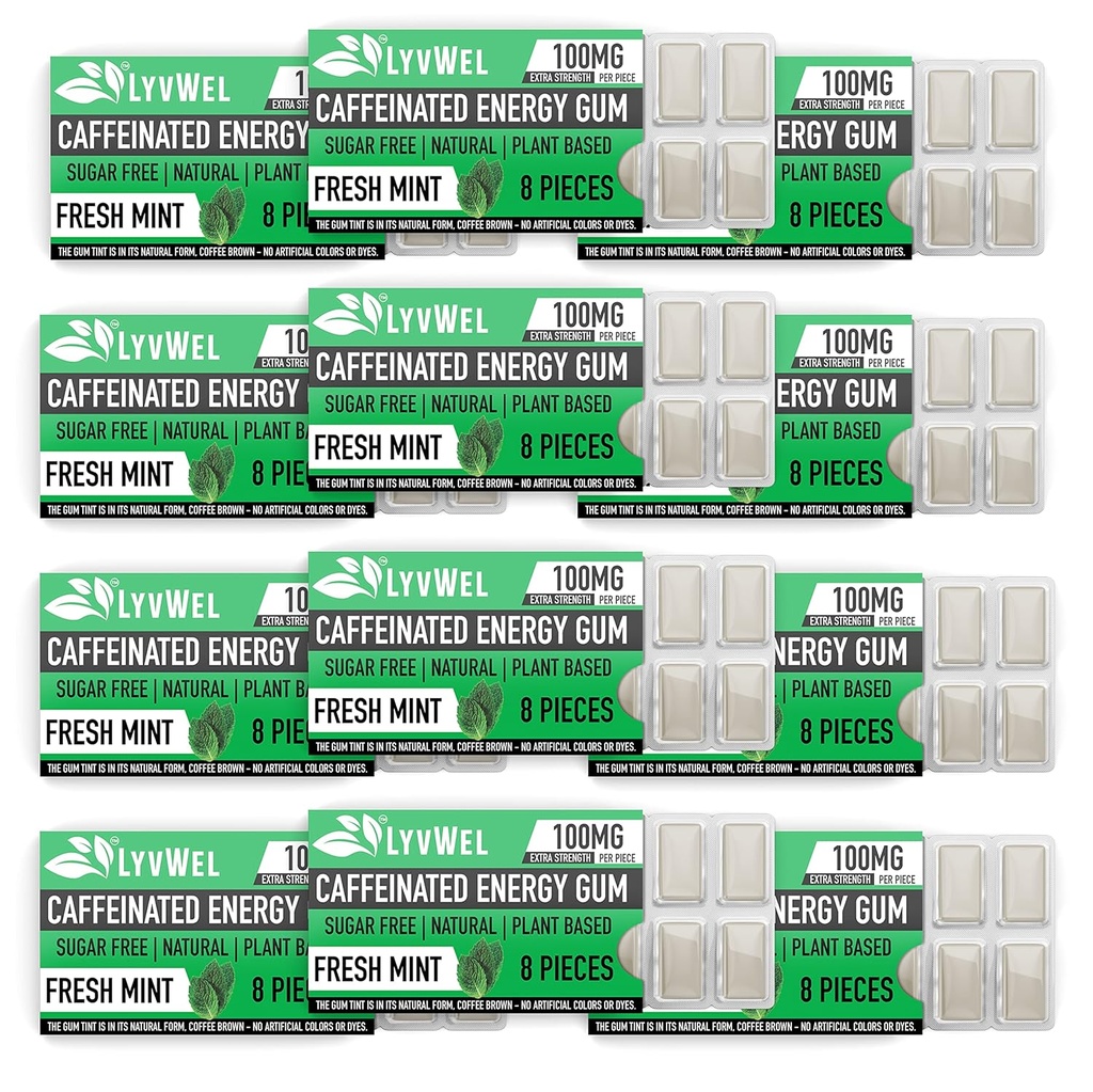 LyvWel Energy Gum 124; 100mg koffein per perle