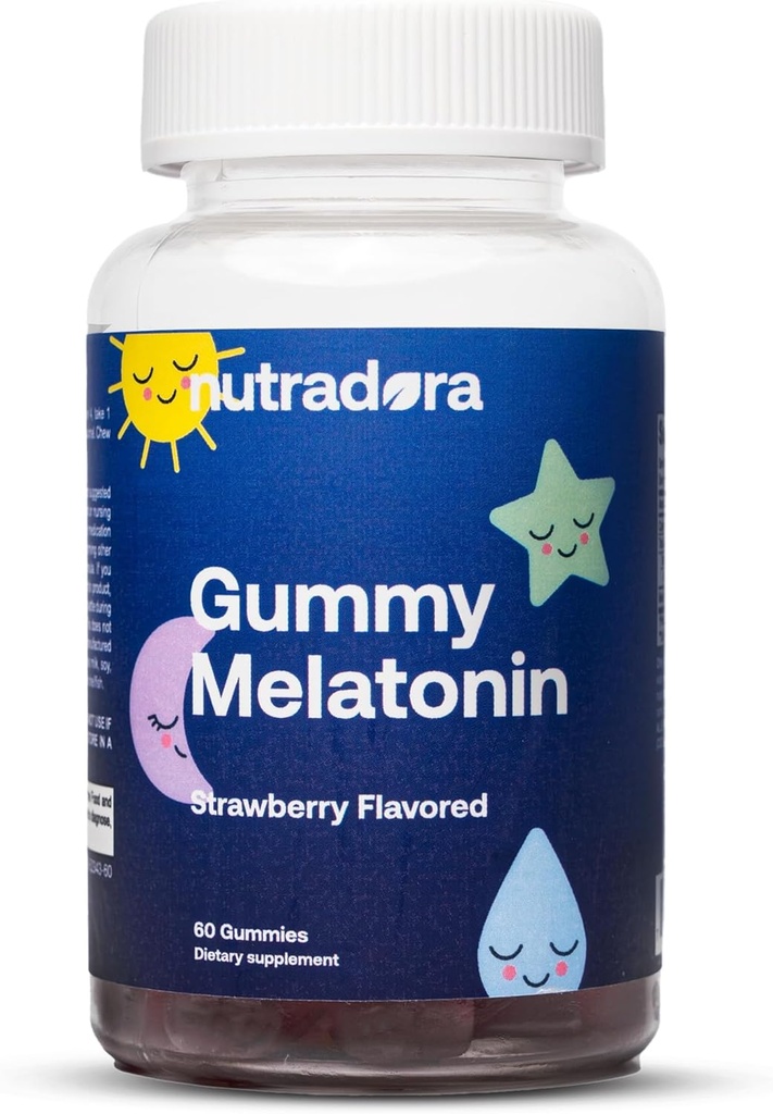 Melatonin Kids Sovegummier - Sovegummier for børn og voksne Hjælp til at regulere søvn, vågne cyklus, afslapning, forbedre søvn Excellence, Jordbær Flavor, Lavet i USA, 60 Gummier