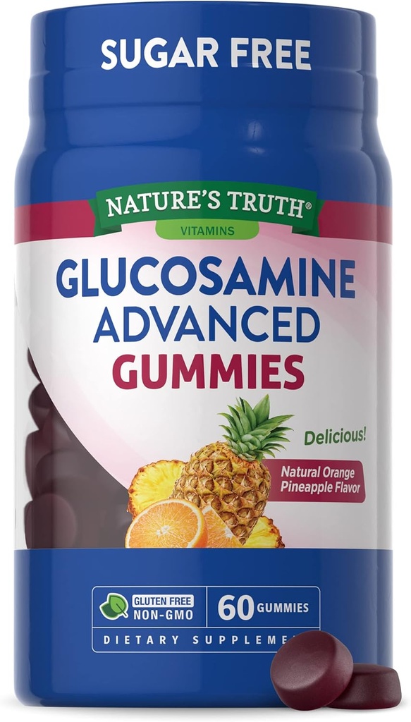 Nature 's Truth Glucosamine Gummies against 124; 60 Greve Beeg 124; Sugar Free against 124; Orange Ananas Navur Flavor 124; Non- GMO & Gluten Free Supplement