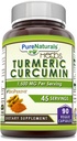 Pure Naturals Gurkemeje Curcumin med Bioperine 2250 mg per servering Supplement: 124; Veggie Kapsler: 124; Non- Gmo: 124; Gluten Free