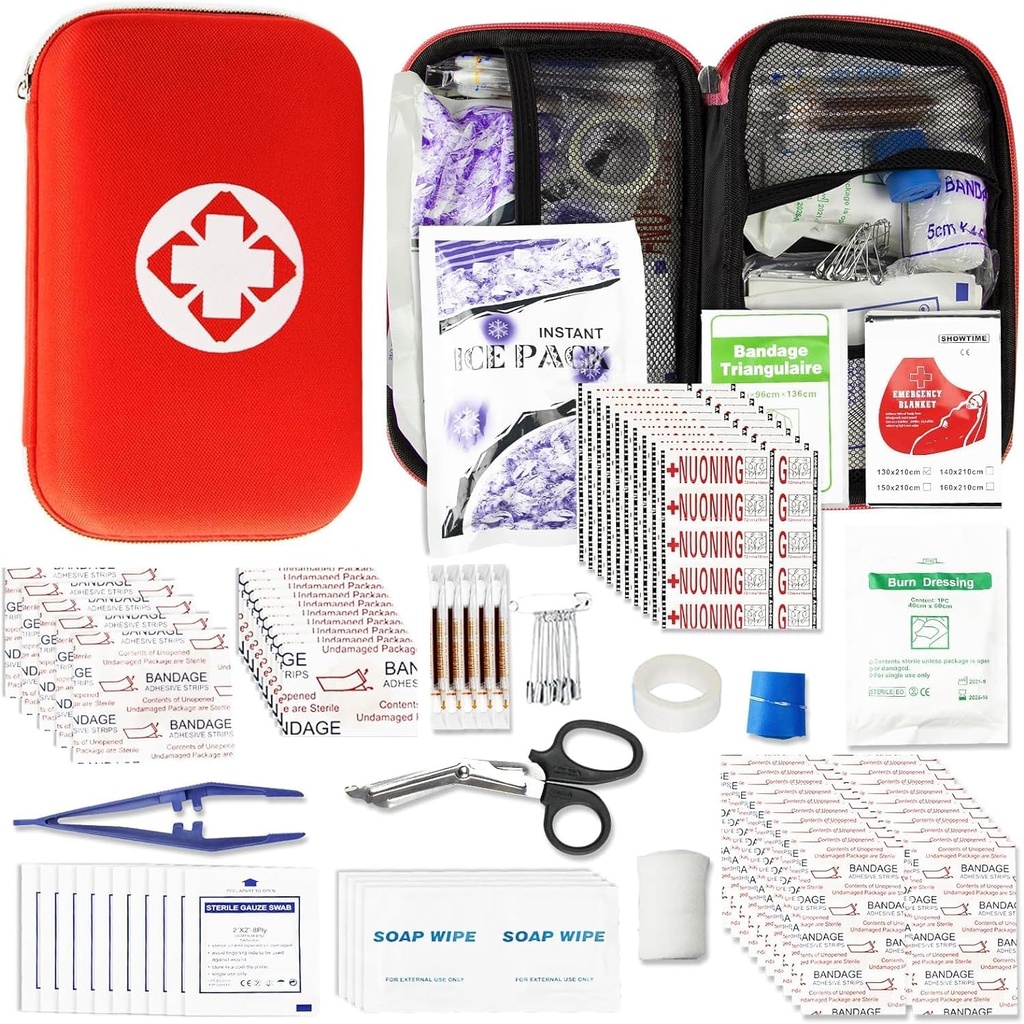 Førstehjælpskasse til hjemmevandring Camping Outdoor Sport, 275 stykker Survival Supplies Emergency Kit, Mini Gear Bag med Basic First-support Essentials for Emergency Cases engel ønske