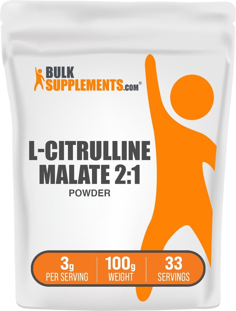 BulkSupplements.com L- Citrullin Malat 2: 1 Pulver - Nitrooxid Boost, Citrullin Malat Supplement - Unflavored & Gluten Free - 3g per Servering, 100g (3.5 oz) (Pack of 1)