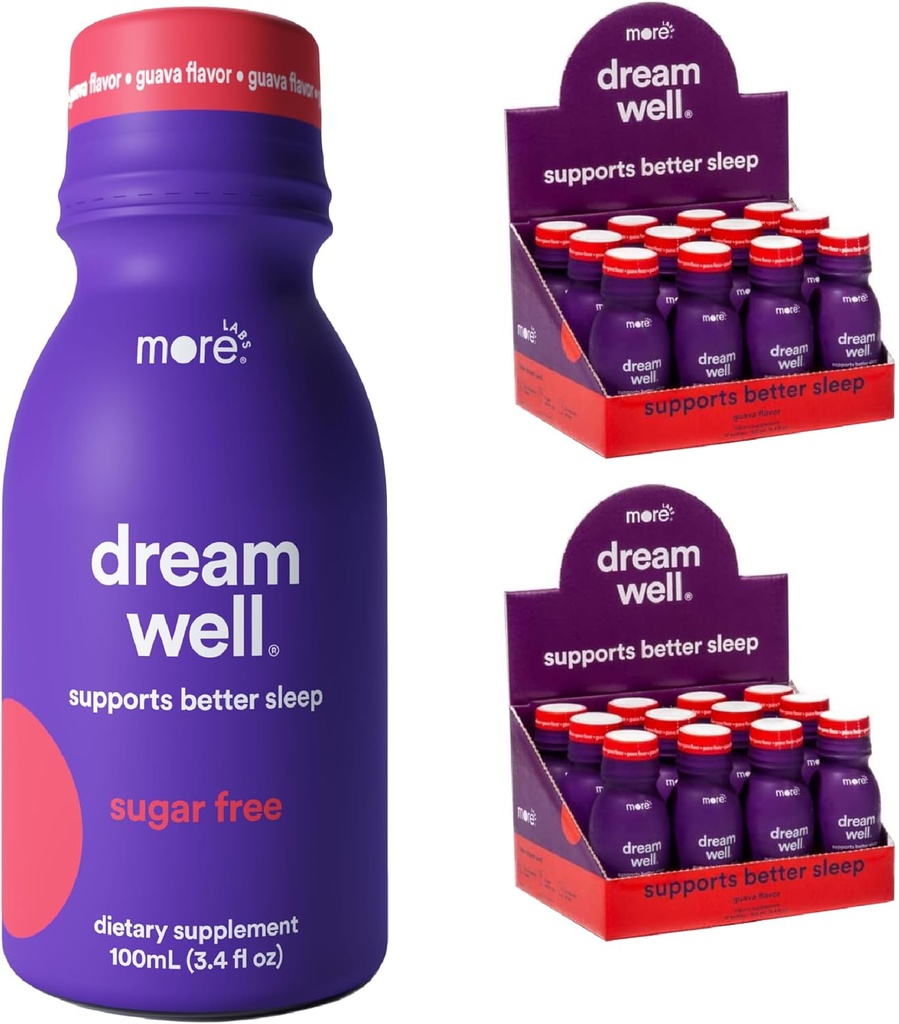 Flere Labs Dream Well, 5MG Melatonin Holistic Sleep Drink Solution, Non-Habit Danning med 5htp, Lemon Balm, Jujube Seed, Glycine (Pack of 24)