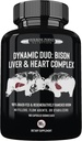 Dynamisk Duo: 100% Grass- Fed Bison Lever & Heart Complex 124; Decickated Bison Lever og Heart Pill Supplement (Single Flaske)