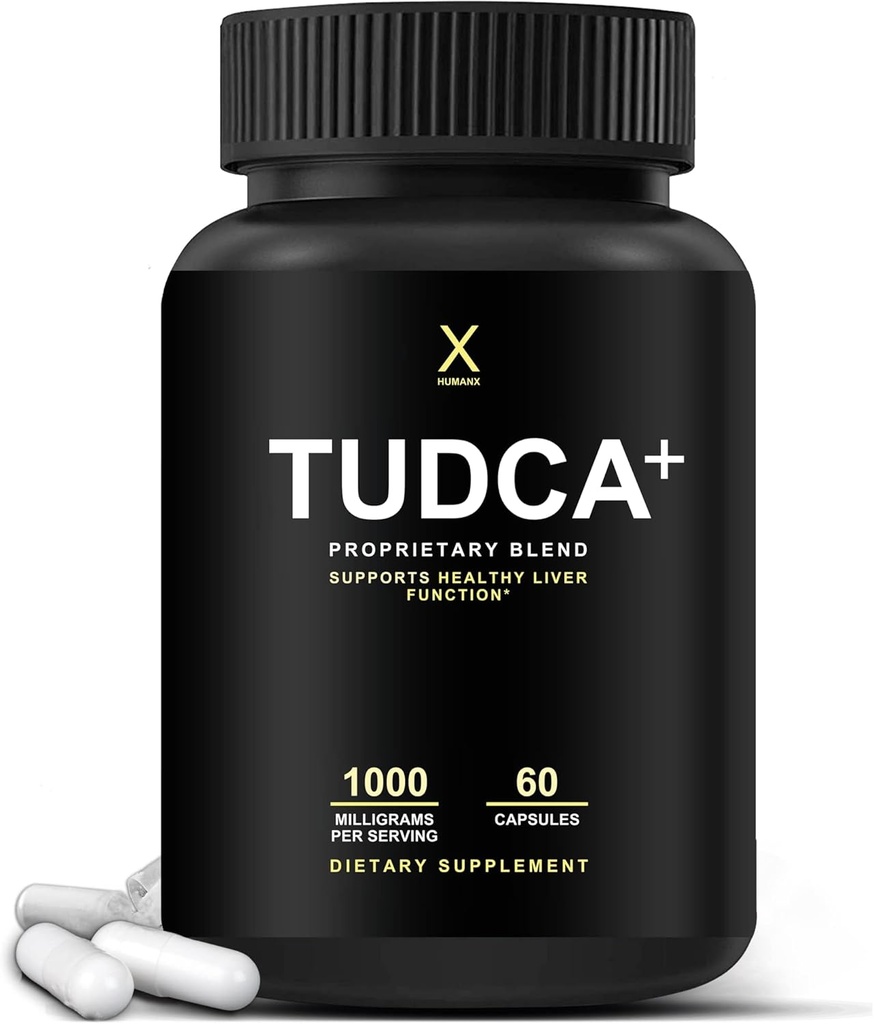 HUMANX TUDCA + 1000mg Bile Salte Lever Support, Lever og galdeblære Rengøring Supplement - Vegan, ikke GMO - USA gjort let at synke kapsler - Tauroursodeoxycholsyre Kosttilskud