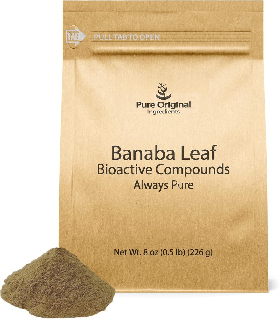 PURE ORIGINALSKE INGREDIENSER Banaba Leaf Powder (8 oz) Altid Pure, Ingen Fillers eller Tilsætningsstoffer, Ikke GMO
