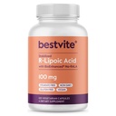 BESTVITE R- Lipoinsyre 100mg stabiliseret med Bio- Enhanced ® Na- RLA (120 vegetariske kapsler) Ingen stearater - Ingen flowmidler - Vegan - Non- GMO - Gluten Free