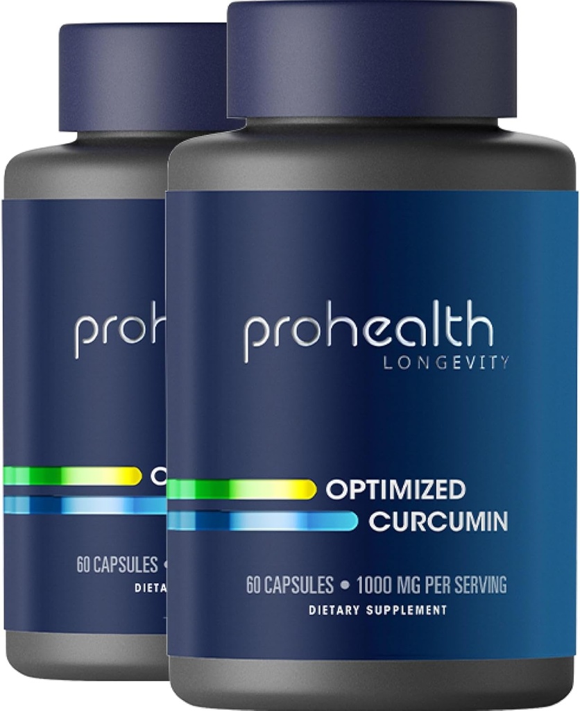 ProHealth gurkemeje Curcumin Supplement: 285 gange mere Bioavailable- Udviklet af neuroforskere. 1000 mg Koncentreret Longvida Curcumin Extract Per servering (60 x 500 mg kapsler / flaske) 2 pakning