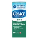 Colace 2 - In-1 Afføringsmiddel Plus Stimulerende Laxative for genert effektiv Forstoppelse Relief, Docusat natrium Plus Sennosider, 60 Greve
