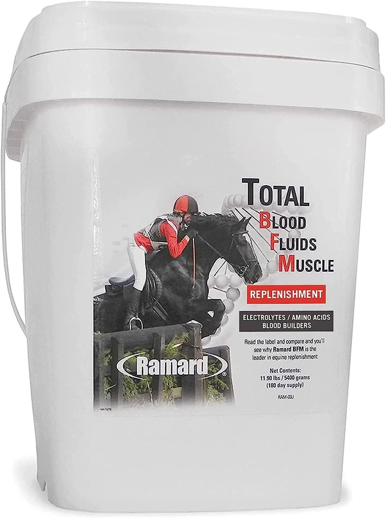 Ramard Blood Fluids Muscle Replenishment for Race Horses - Horse Supplements with Electrolytes, Blood Builder, & Muscle Builder, Powder Supplements for Horse Games High Performance, 11.9 lbs Tub