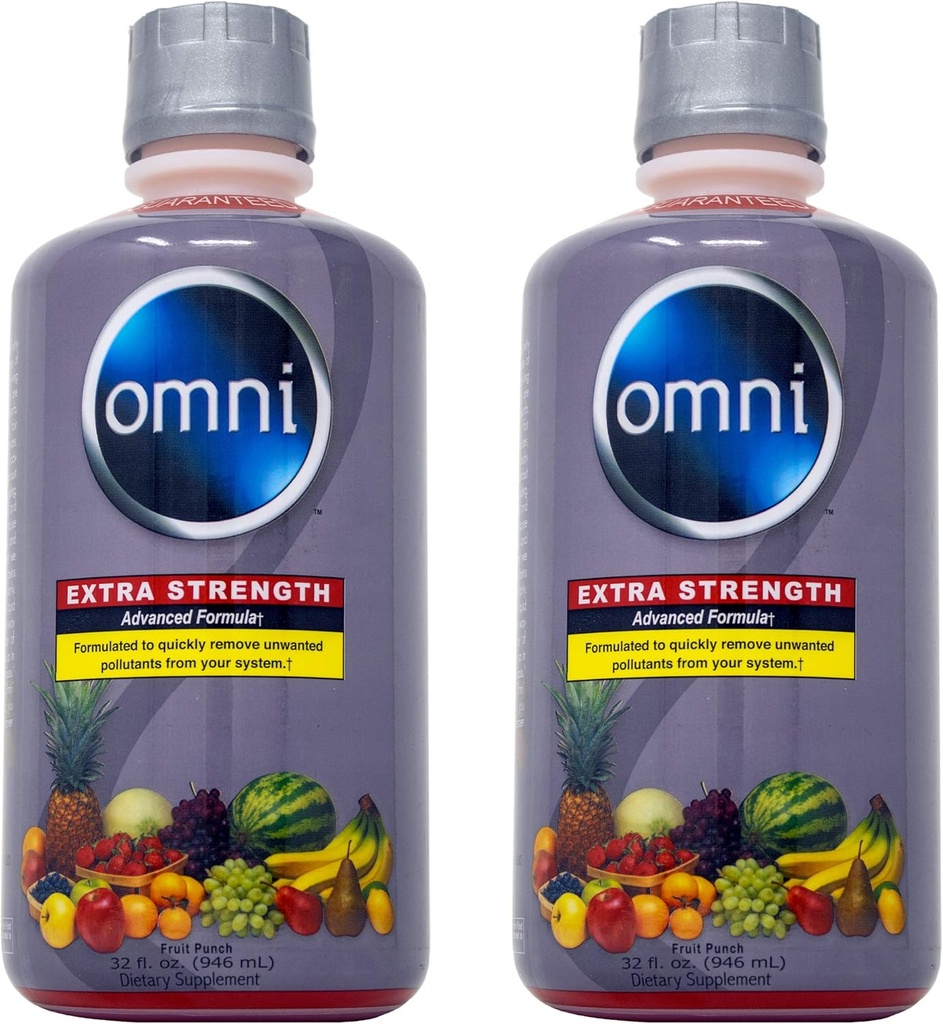 Wellgenix Omni Cleansing Drink, ekstra styrke Body Detox, Herbal Cleanse Detox Væske. Flush dit system, Fruit Punch Flavor, 32 Fl Oz, Premium Detox Support (2 Pack)