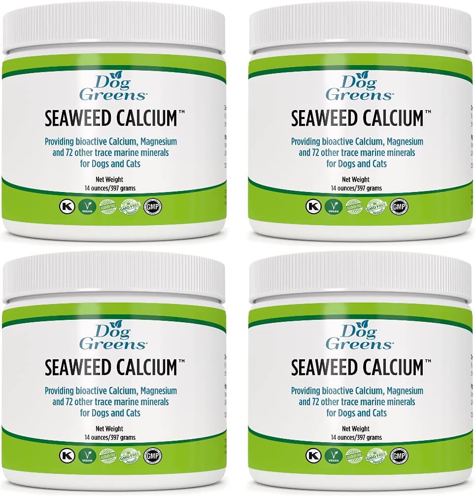 Seaweed Calcium Mineral supplement til hunde og katte, 14 oz - Tidligere Nature bedste Seaweed Calcium, højere kvalitet end ben måltid eller æg Shell pulver, Essential Calcium til dyr (4 Pack)