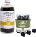 Urtetilskud Syrup & Gummies Bundle - En 16oz flaske Elderberry Syrup med honning & 7oz Original Elderberry Gummies Lavet af kun økologiske ingredienser i USA