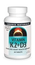 Source Naturals Vitamin K2 + D3 Bone & Heart Health Complex - 400 IE Vitamin D3 & 100 mcg Vitamin K2 (MK- 7) med Calcium - 60 tabletter