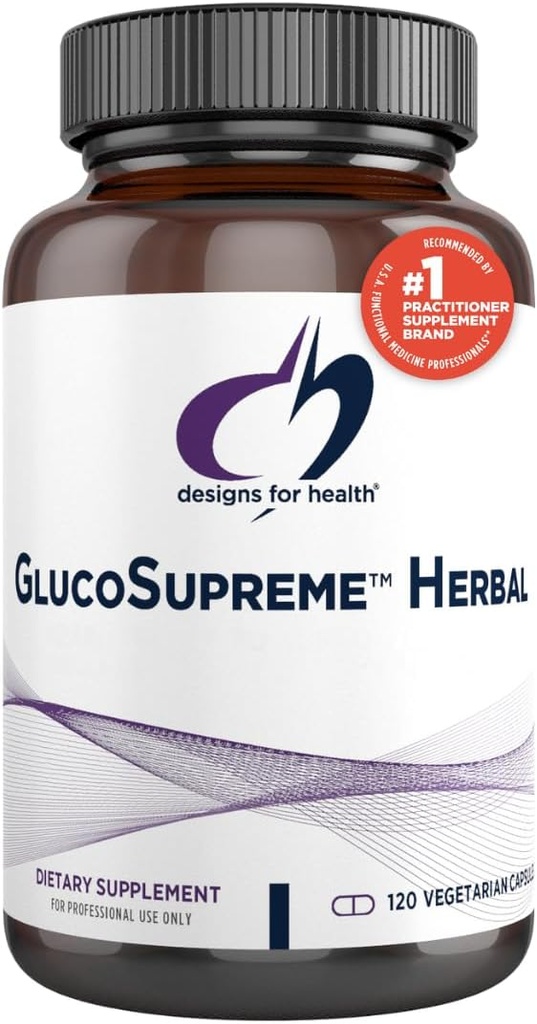 Design til sundhed GlucoSupreme Herbal Supplement - Berberine HCl, Banaba, Ginseng + kanel ekstrakt - Vegan, non-GMO kosttilskud (120 kapsler)