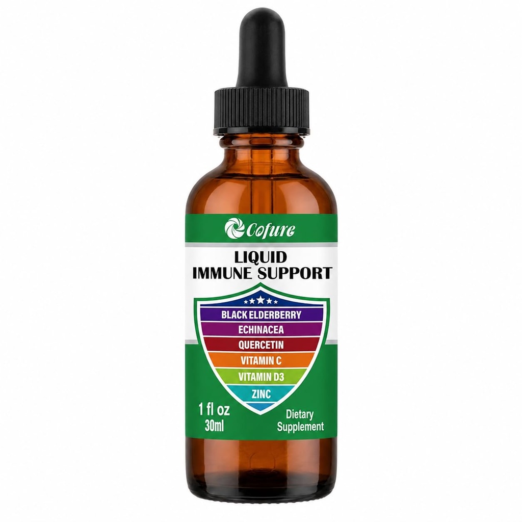 Zink Quercetin Vitamin C D3 Liquid immunforsvar Support med Økologisk Echinacea Elderberry, immunforsvar Drops supplement til Adults- Vegan, Non- GMO, Gluten Free - 1 Fl Oz