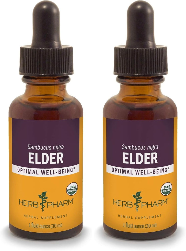 Herb Pharm Certified Organic Elder Liquid Extract - 1 Ounce (pakke af 2)