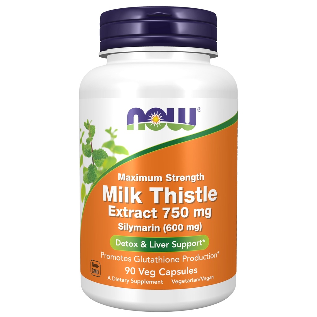 Now Foods Milk Thistle Extract 750 mg Silymarin (600 mg), Maksimal styrke - 90 Veg kapsler