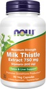Now Foods Milk Thistle Extract 750 mg Silymarin (600 mg), Maksimal styrke - 90 Veg kapsler