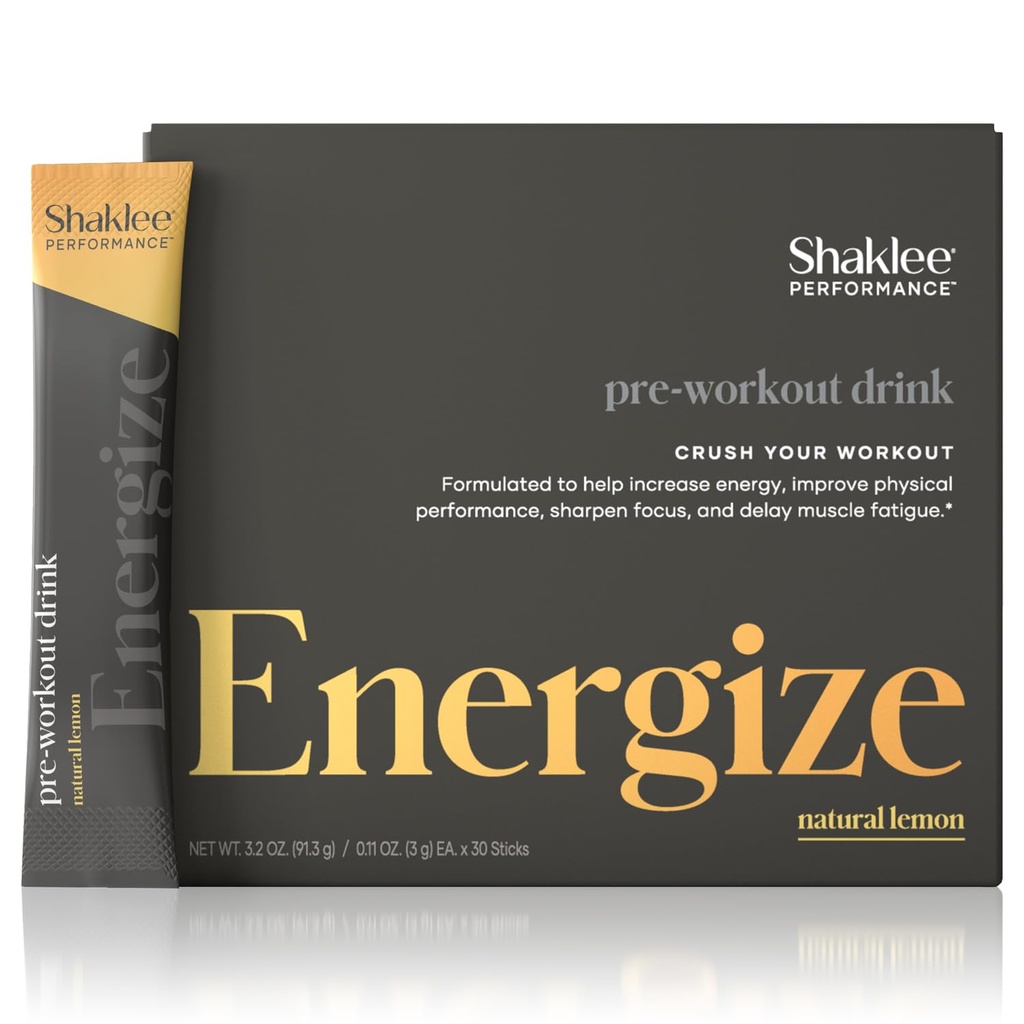 Shaklee - Performance Pre- Workout Energy Drink - Green Tea Extract Lemon Flavor - Energy Boost - Beta- Alanine & L- theanine - 100mg koffein, 800mg Beta- Alanine og 100mg L- theanine - 30 Servere