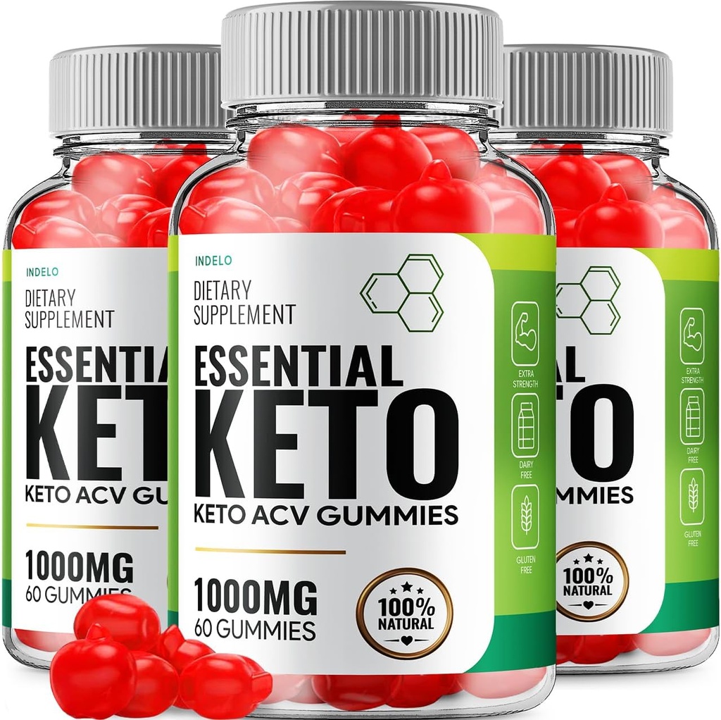 (3 Pack) Essential Keto ACV Gummies - Advanced Formel Essential Keto + ACV Weight Management Gummies Apple Cider Vinarea Keto Essential Kosttilskud Anmeldelser Vitamin B12 B6 (180 Gummies)