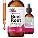 Wild & Organic Beet Root Supplements - Energy Support - Liquid Beetroot Extract Drops - 400 mg per Serving - Mix with Powder - Vegan, Sugar & Alcohol-Free - 2 fl oz