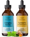 HERBAMAMA Herbal Liquid Drops Kit - Bundle of Stinging Nettle & Gurkemeje Curcumin Tincture 4 fl oz - Vegan, Non- GMO, Sugar & Alcohol- Free - 2 Pack
