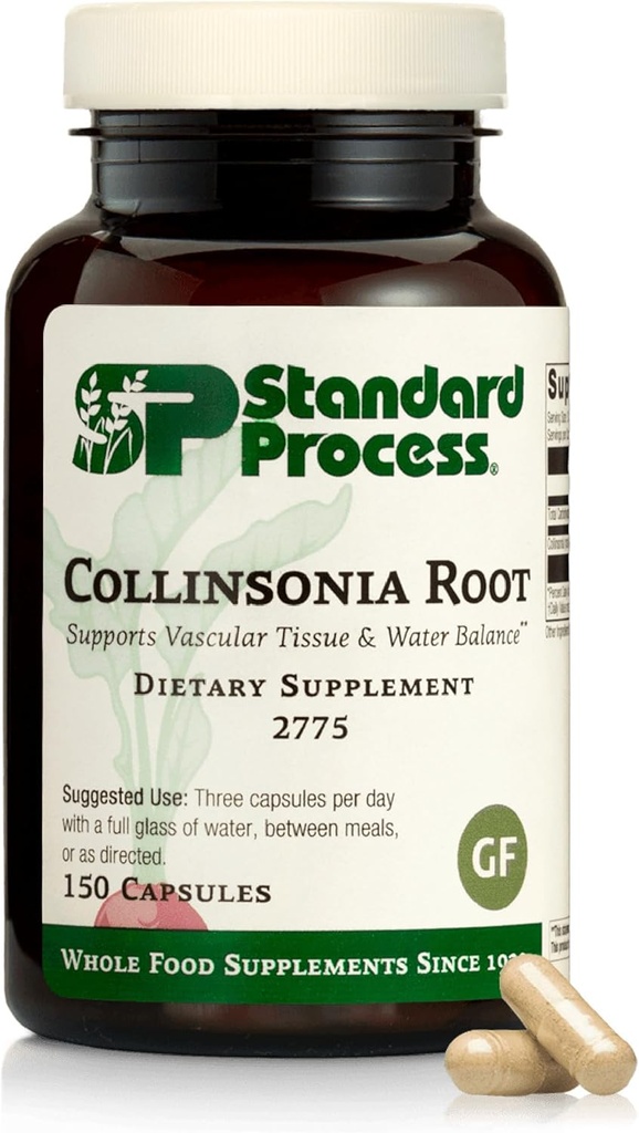 Standard Process Collinsonia Root - Sund vaskulær vævsstøtte supplement - Bstige & Nyre sundhed supplement med Collinsonia Root - supplement til støtte fordøjelsessygdomme - 150 kapsler
