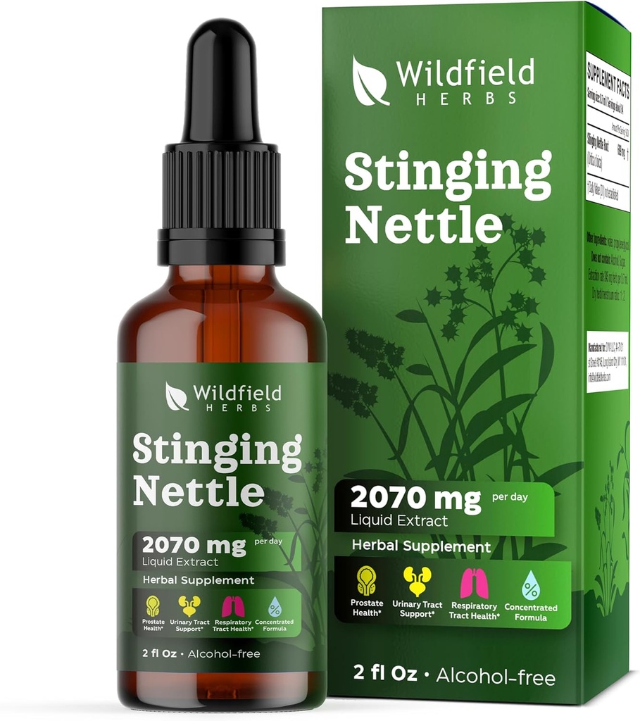Stinging Nettle Root Extract Drops 2000mg (Urtica dioica L.) Herbal supplement Absorbs bedre end kapsler, 1 måned Tilgang, 84 Servering, Alkohol- Gratis tinktur - 2 Oz, pakke med 1