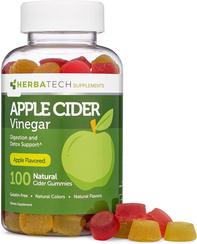 Apple Cider Vincious Gummies (Keto Friendly) med mor (100 Gummies, Ekstra stor flaske) til fordøjelse og Detox, forstærket med Ginger Dry Extract (Chewable, Made in the USA, Gluten Free)