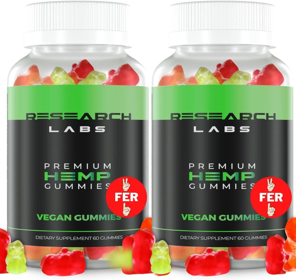 Forskning Labs - Premium Hamp Gummies 120 Greve, 2 Fer 1 Ad. Avanceret formel med 500.000 Extract Blend. Natural - Hjælper Body Aches, Blusel & at føle sig rolig