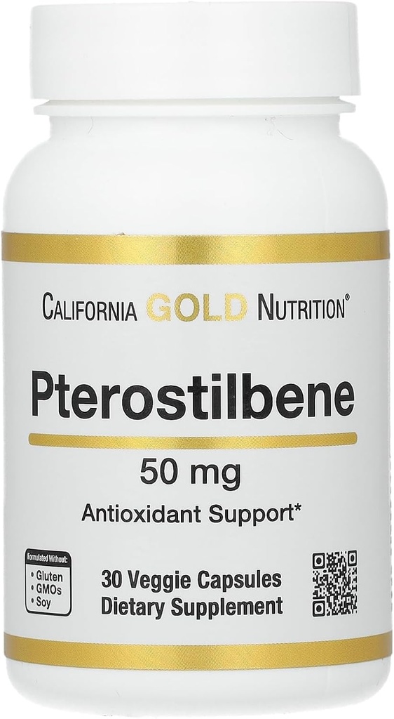 California Gold Nutrition Pterostilben, 50 mg, 30 Veggie Kapsler