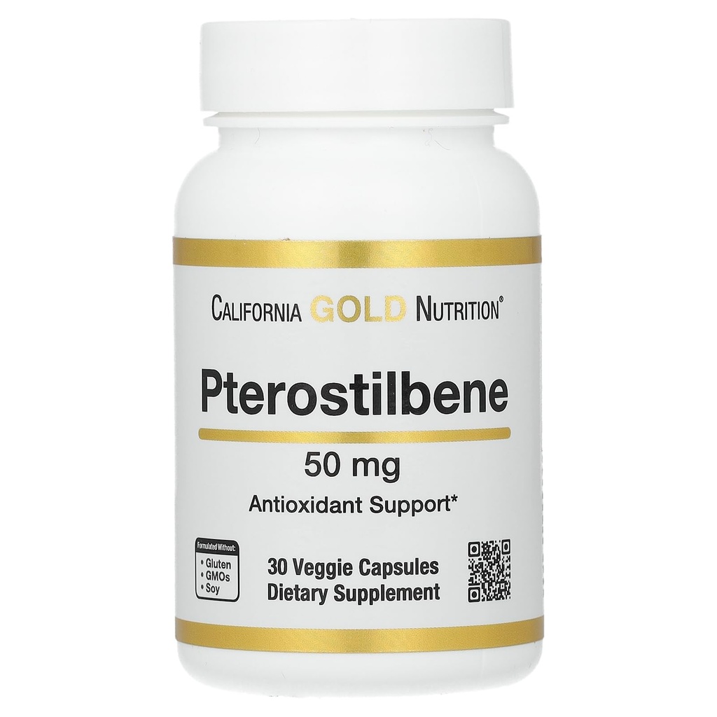 California Gold Nutrition Pterostilben, 50 mg, 30 Veggie Kapsler
