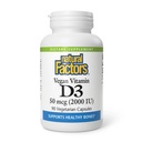 Naturlige faktorer Vegan Vitamin D3 2000 IE - Understøtter ben & immunforsvar - Plantbaseret Cholecalciferol - Vegetariske kapsler - 90 kapsler (90 Servere)