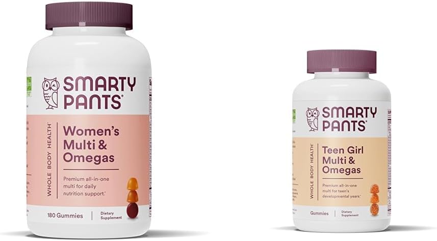 SmartyPants Kvinders Multivitamin Gummies: Omega 3 Fiskeolie (EPA / DHA) & Teen Girl Multivitamin Gummies: Omega 3 Fiskeolie (EPA / DHA)