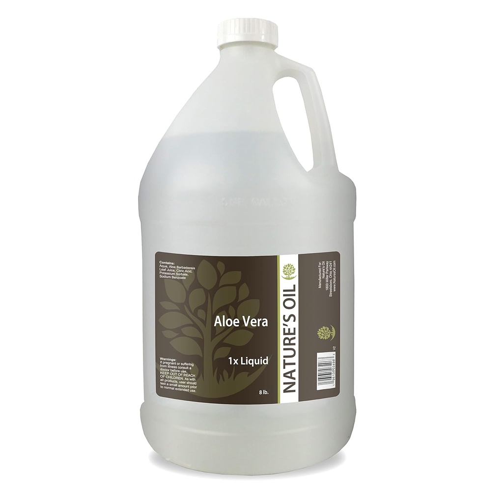 Nature 's Oil Aloe Vera Liquid 1x, 8lbs (1 Gallon) Pure Aloe ekstrakt for hudpleje, hårpleje, og gør det selv personlig pleje