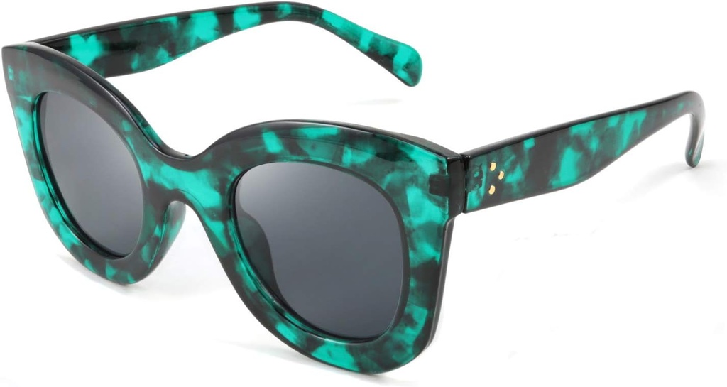 FEISEDY Retro overdimensionerede Square Horn Solbriller Semi Cat Eye Butterfly Glas Big Thick Fold Frame B2572