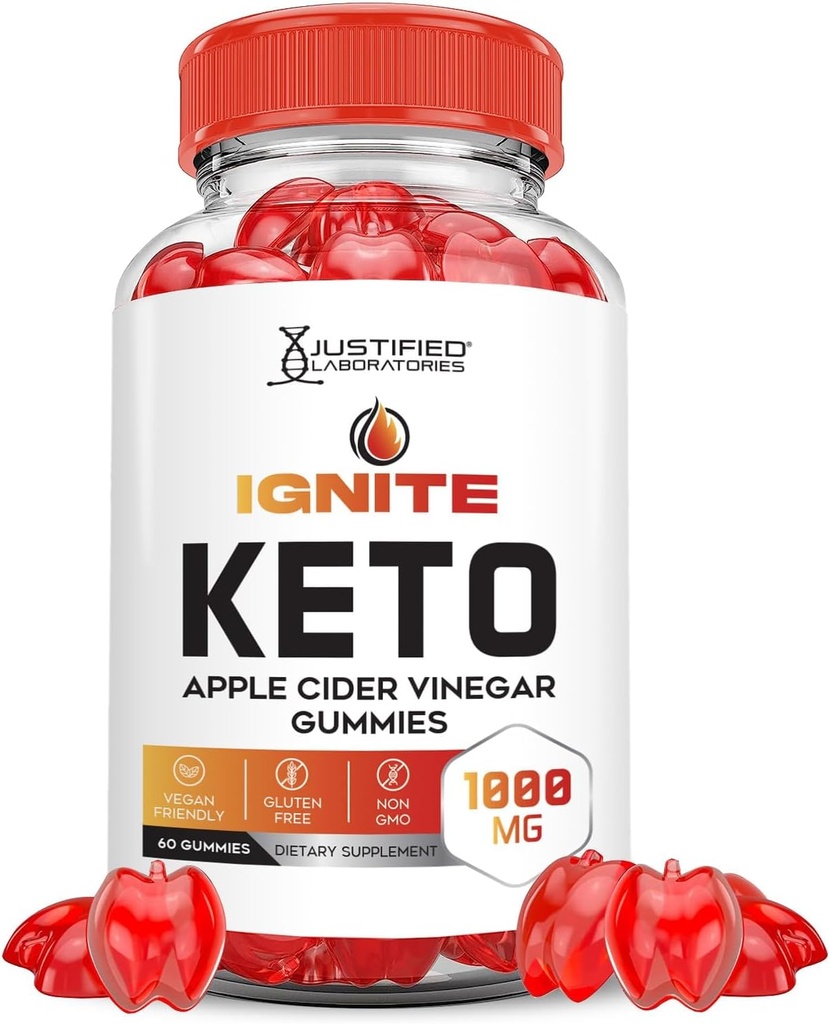 Justified Laboratories Idite Keto ACV Gummies Advanced 1000MG Idite Keto Gummies Formel Apple Cider Vinagar Formuleret med Pomegranate Beet Juice Powder B12 Vegan Non GMO 60 Gummys
