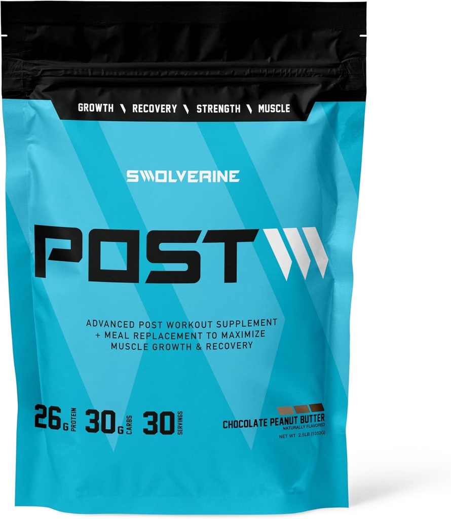 Swolverine Post Б124; Post Workout Inddrivelse og Muscle Building Formel, Pea Protein Isolate, Pea Stivelse Carb10, L- Glutamin, Kokosolie Vand (Chokolade Peanut Butter, 30 Servere)