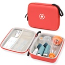 Fukumi Hard Travel Case for Astma Inhaler, Inhaler Spacer Case for børn og voksne, Masker, Astma Tilbehør Sag med Mesh Pocket for Medicine og andet tilbehør, Rød (kun sag)