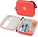 Fukumi Hard Travel Case for Astma Inhaler, Inhaler Spacer Case for børn og voksne, Masker, Astma Tilbehør Sag med Mesh Pocket for Medicine og andet tilbehør, Rød (kun sag)