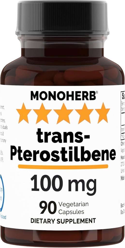 MONOHERB Trans- Pterostilben 100 mg per kapsel - 90 Vegetariske kapsler