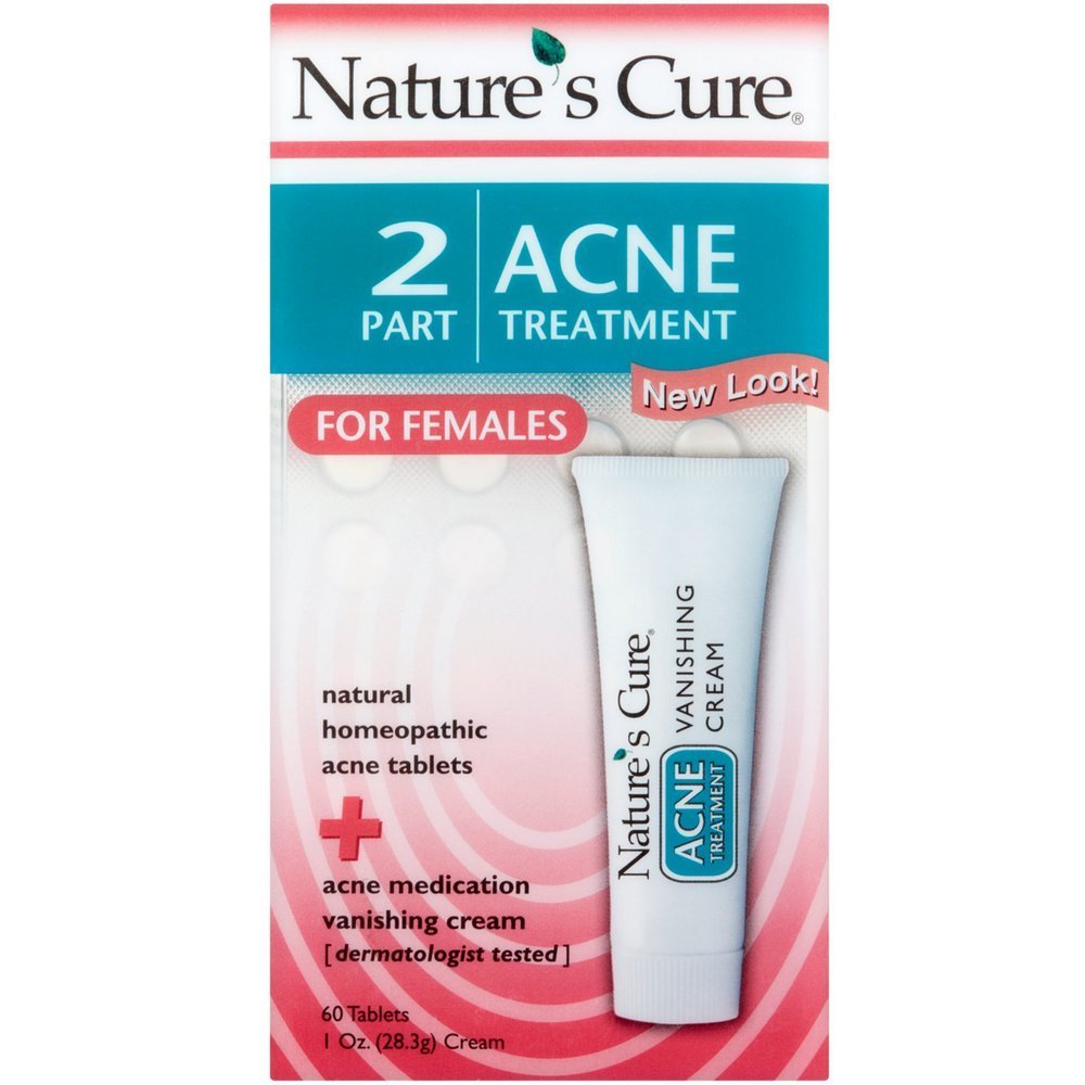 Nature 's Cure 2 Part Acne Treatment for Females 60 tablets 1 oz Cream (pakning med 7)
