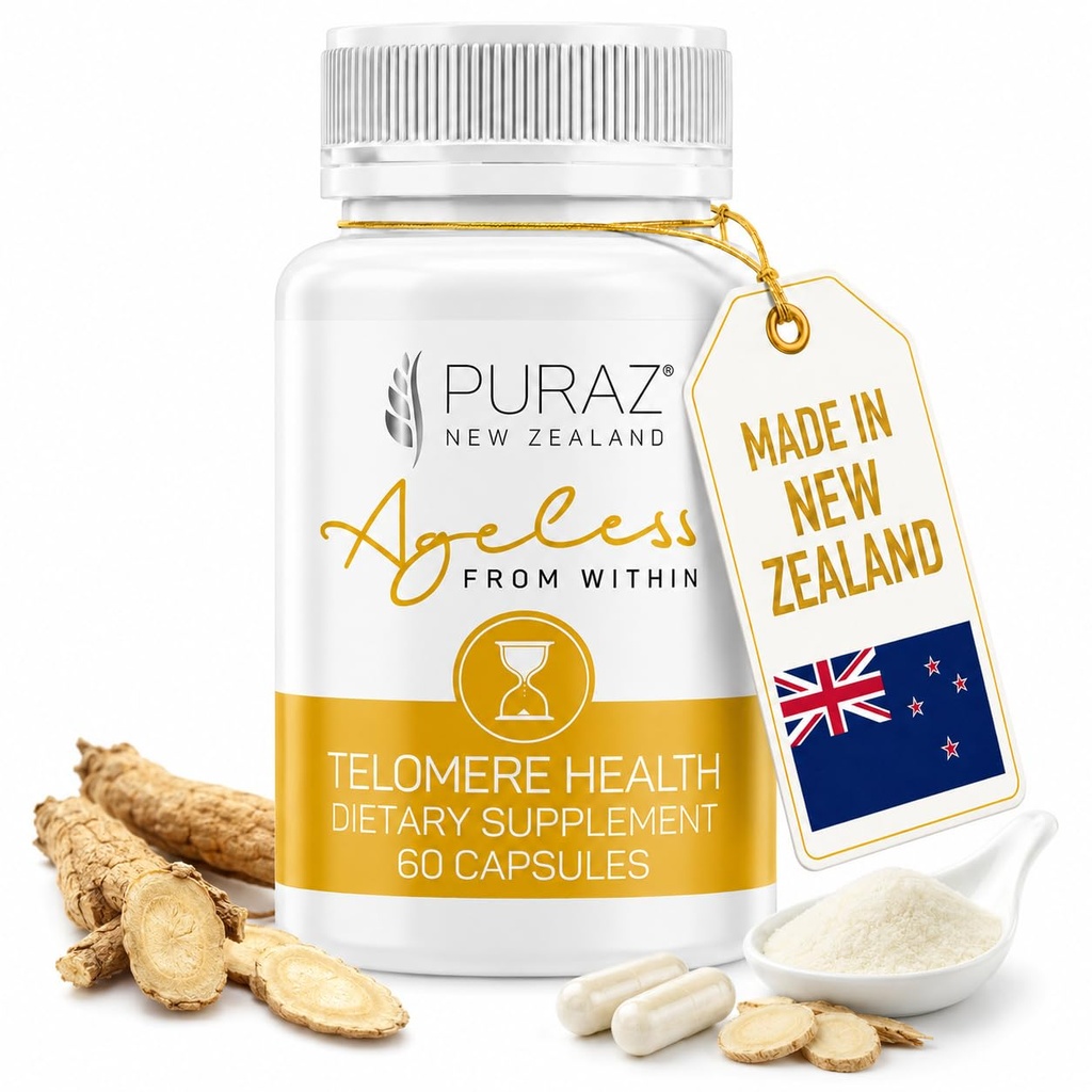 Telomere Kosttilskud w / Potent Astragalus Root Extract og Collagen Memory 124; Superior immunforsvar, Anti- Aging, DNA Repair Memory 124; Pure Telomerase Enzyme til Telomere Lengements og Support Memory 124; 60 kapsler